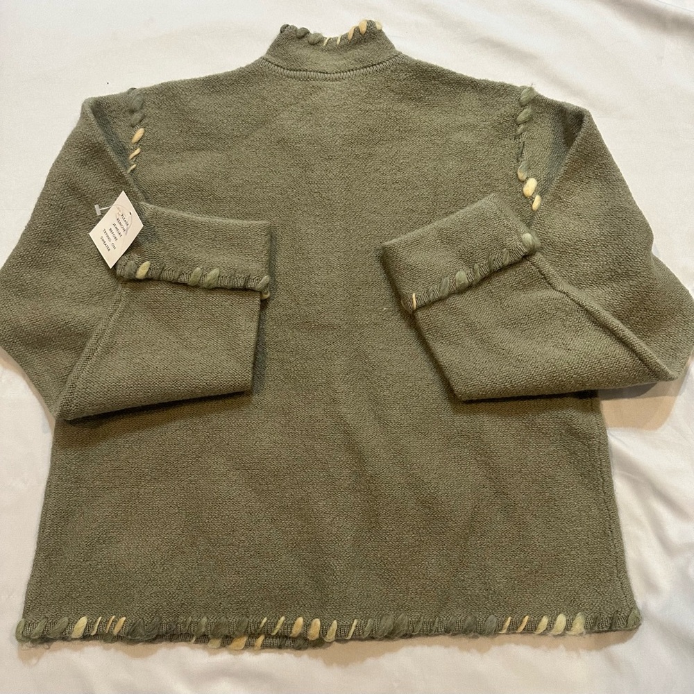 Nordic Design Wool Blend Cardigan Sweater Embroidered Floral Boho Cottagecore - Picture 2 of 14